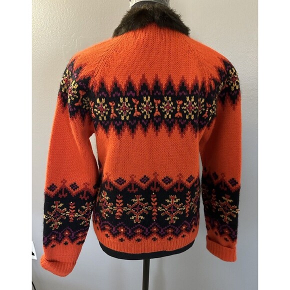 VTG Knit 2006 Icelandic Design Lambswool Angora Cardigan Embroidered Sweater M - Picture 3 of 8